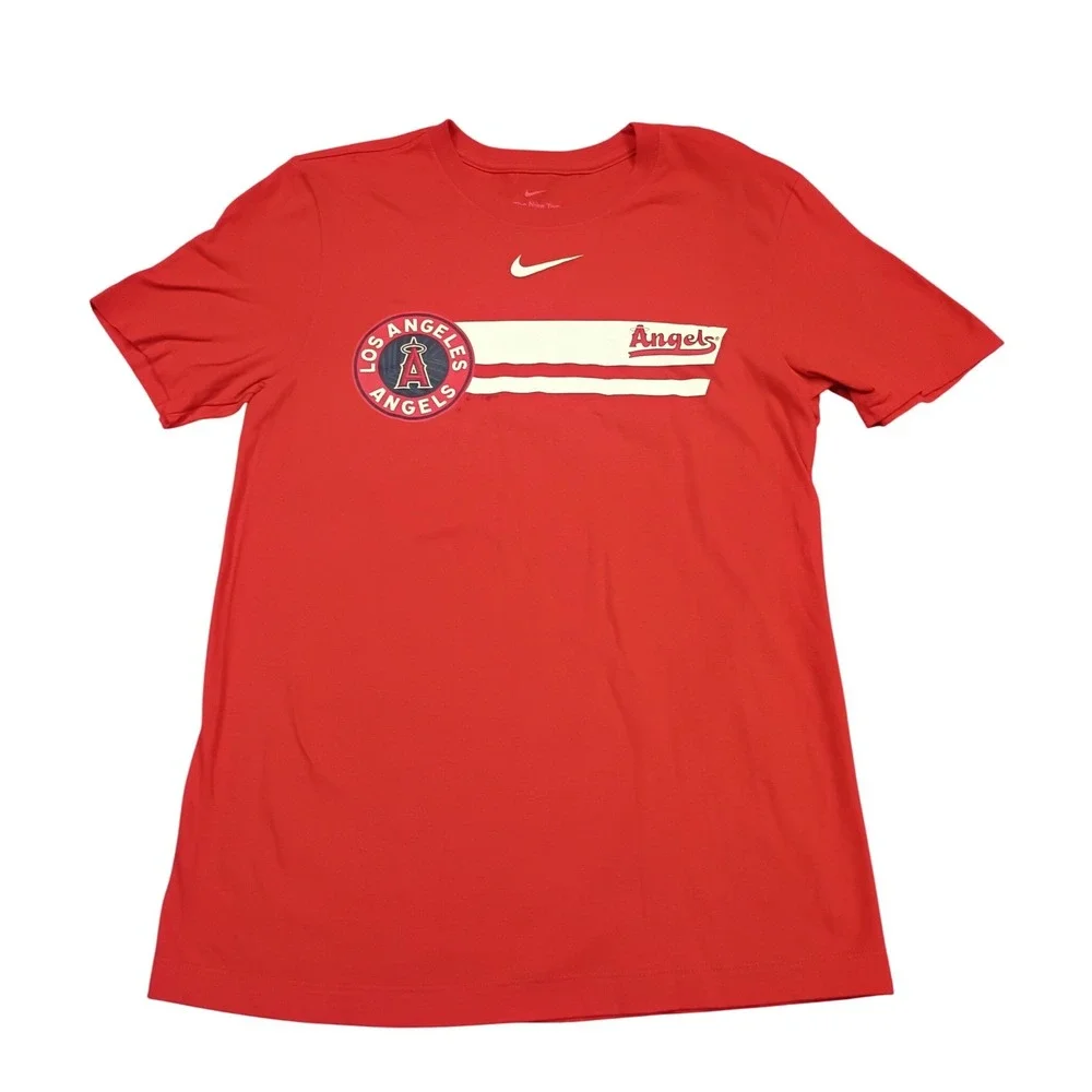 Nike Los Angeles Angels T-Shirt Mens Small Red MLB Baseball Graphic Tee